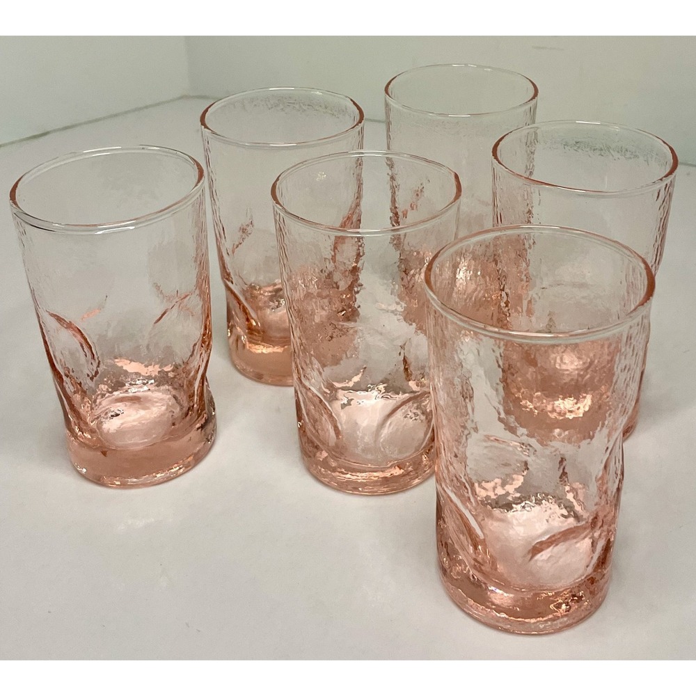 6 Morgantown THUMBPRINT Pink Glass Flat Tumblers Textured 7-oz  Line 9872